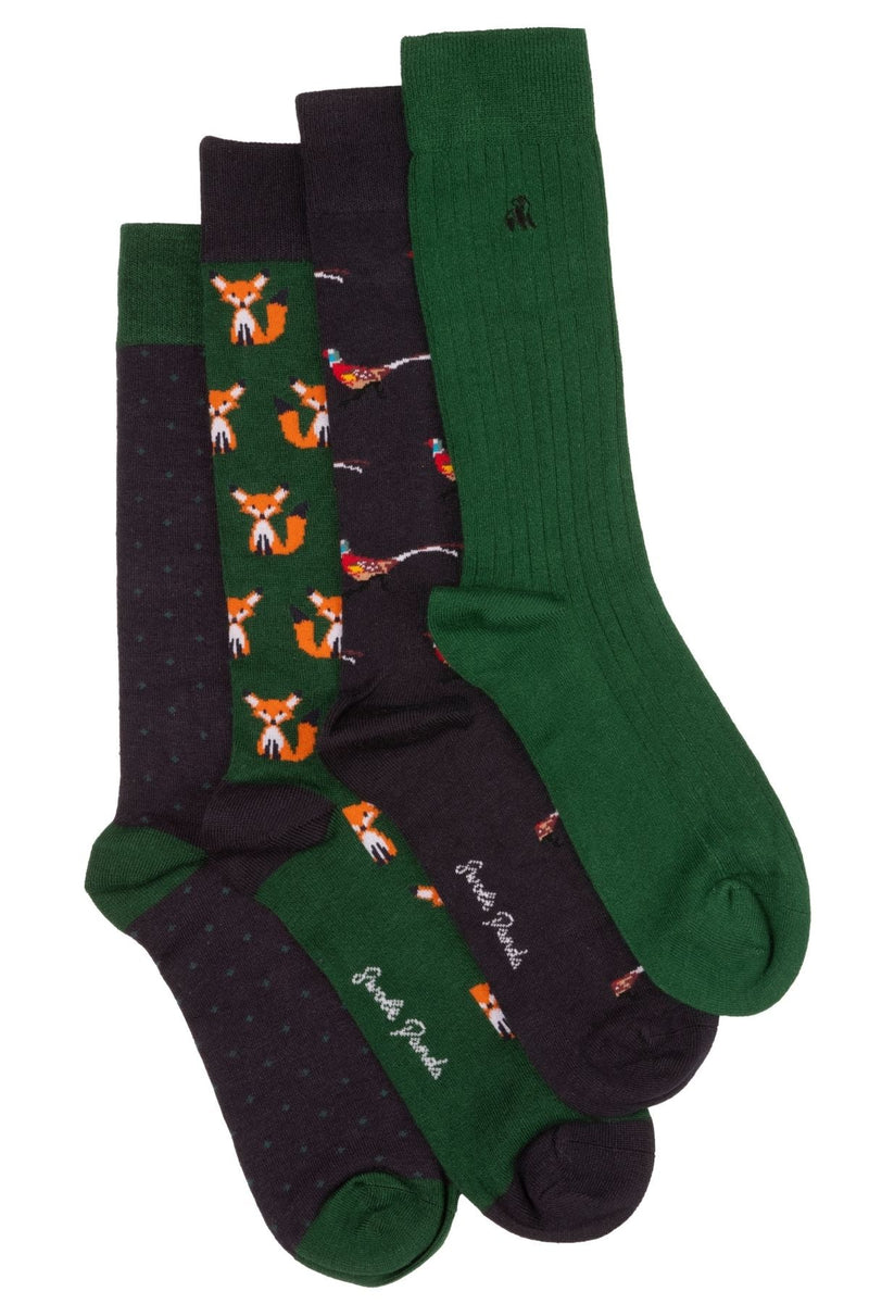 Fox & Pheasant Bamboo Sock Bundle - Four Pairs Adeum