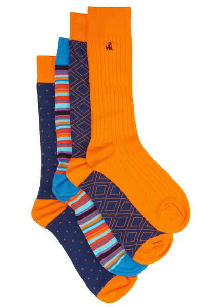 Orange and Blue Sock Bundle - Four Pairs Adeum