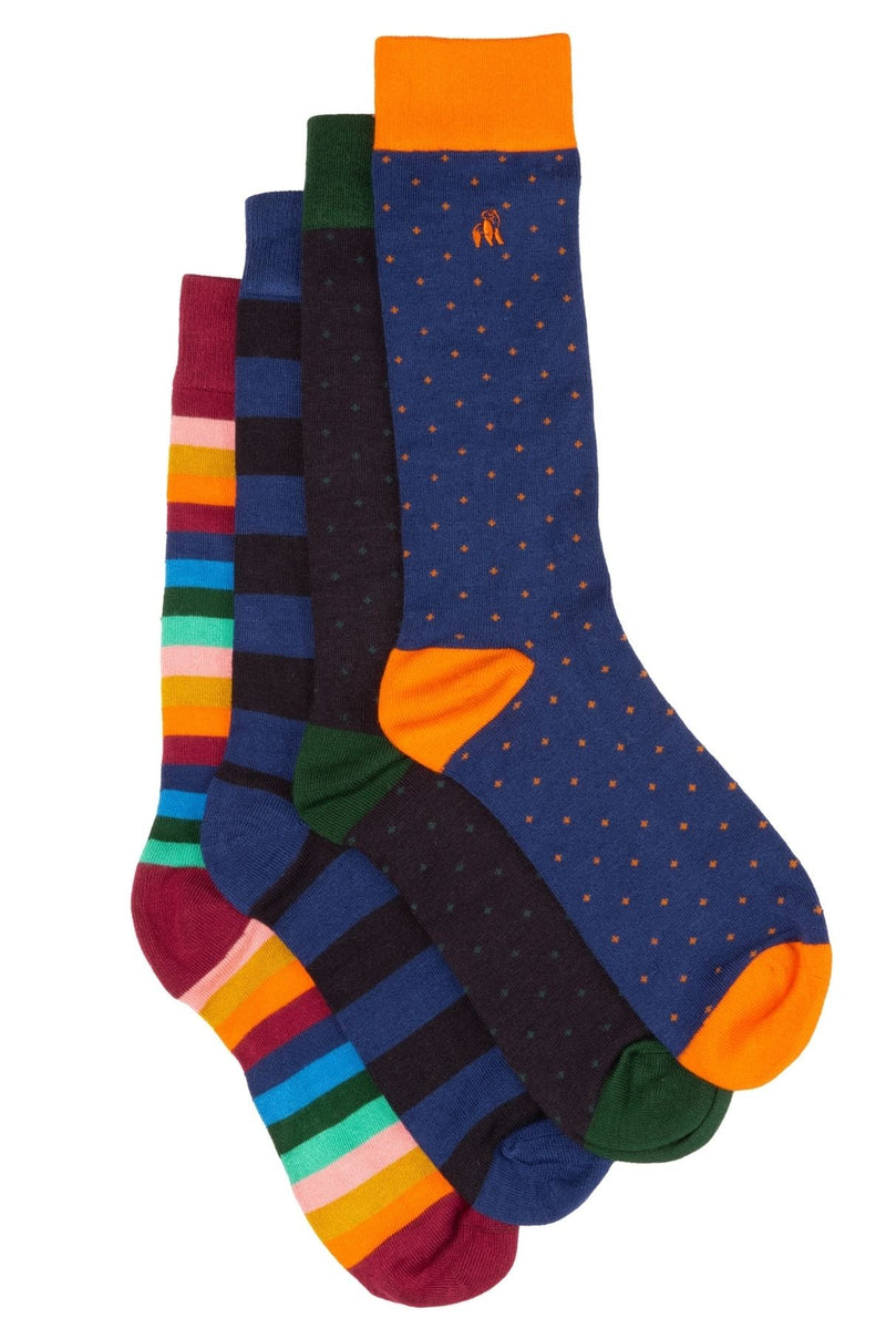 Spots & Stripes Comfort Cuff Bamboo Sock Bundle - Four Pairs Adeum