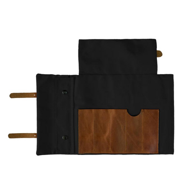 Black Small Canvas & Leather Tool Roll