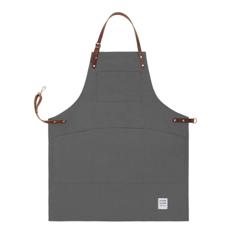 Grey Multi-purpose Apron with Leather Straps