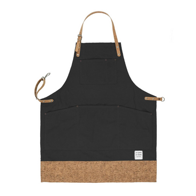 Black Multi-purpose Apron with Cork Straps and Trim