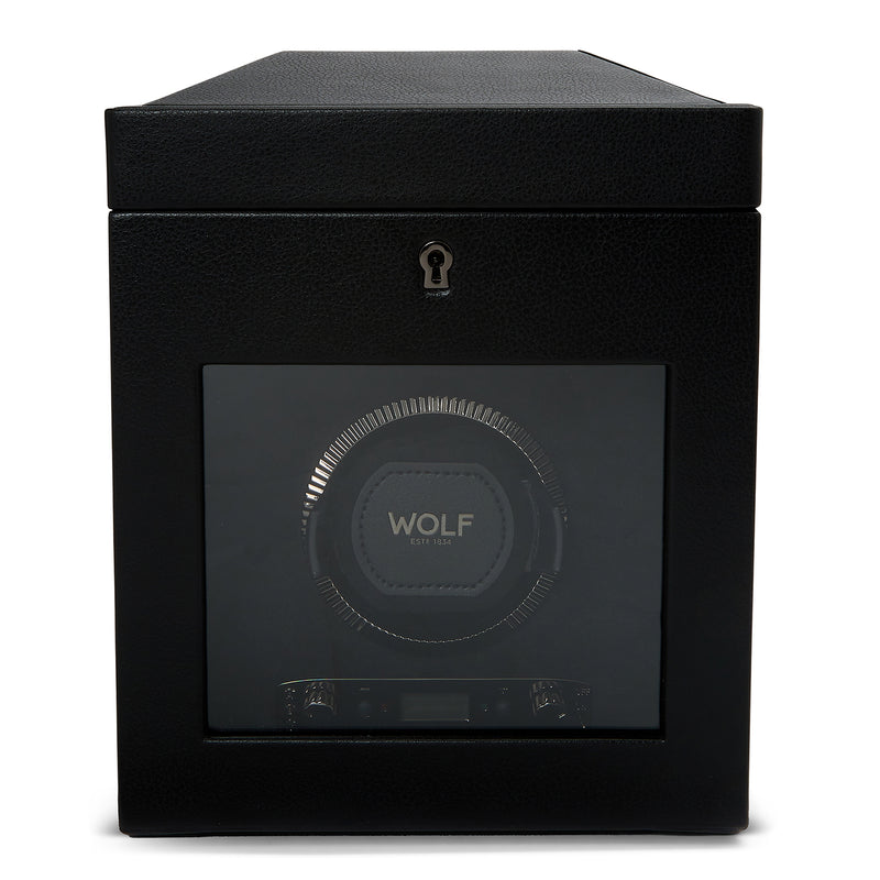 Black BRITISH RACING Single Watch Winder with Storage