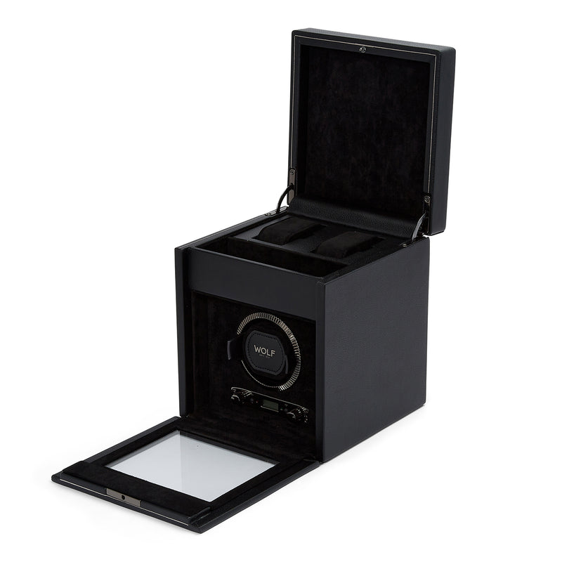 Black BRITISH RACING Single Watch Winder with Storage