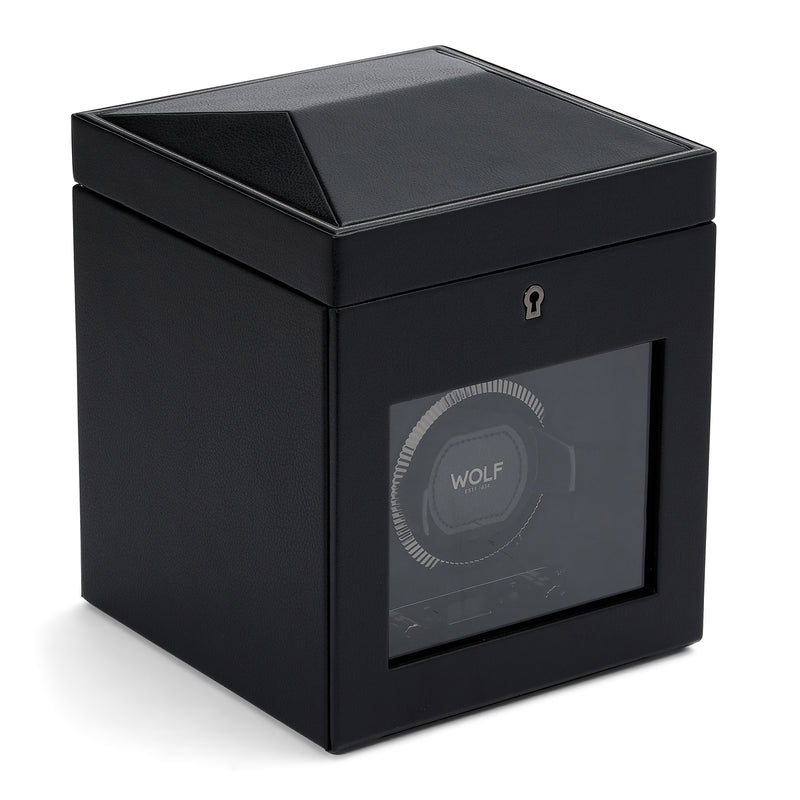 Black BRITISH RACING Single Watch Winder with Storage