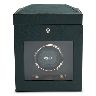 Green BRITISH RACING Single Watch Winder with Storage