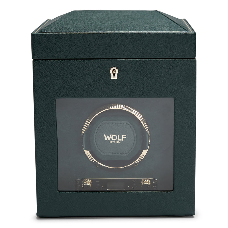 Green BRITISH RACING Single Watch Winder with Storage