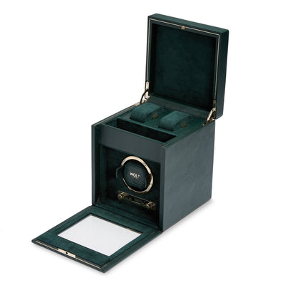 Green BRITISH RACING Single Watch Winder with Storage