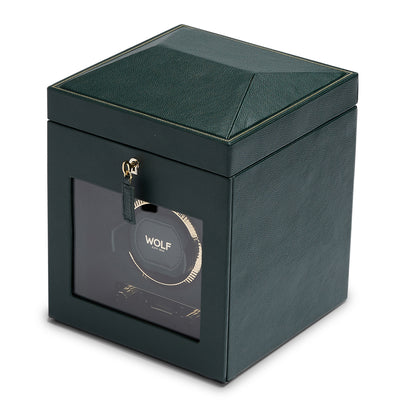 Green BRITISH RACING Single Watch Winder with Storage