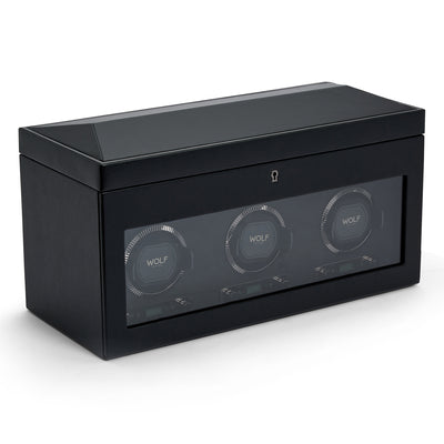 Black BRITISH RACING Triple Watch Winder with Storage