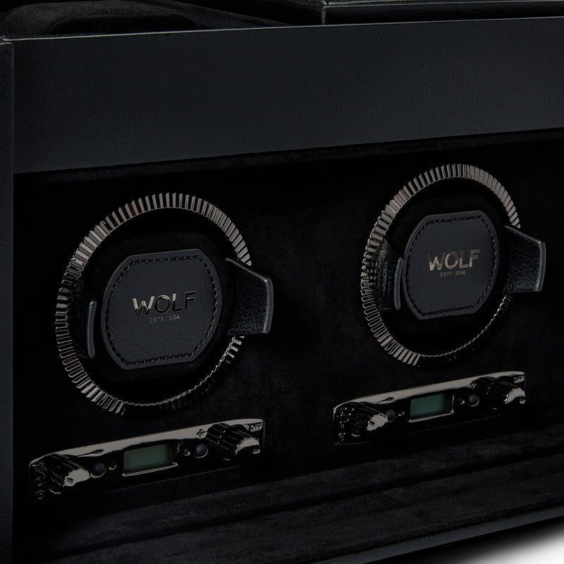 Black BRITISH RACING Triple Watch Winder with Storage