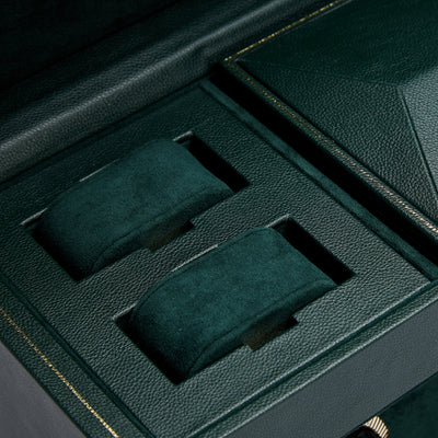 Green BRITISH RACING Triple Watch Winder with Storage