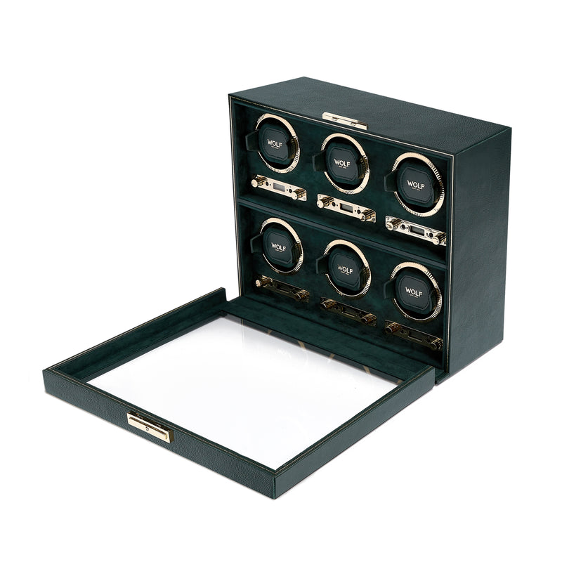 Green BRITISH RACING 6PC Watch Winder