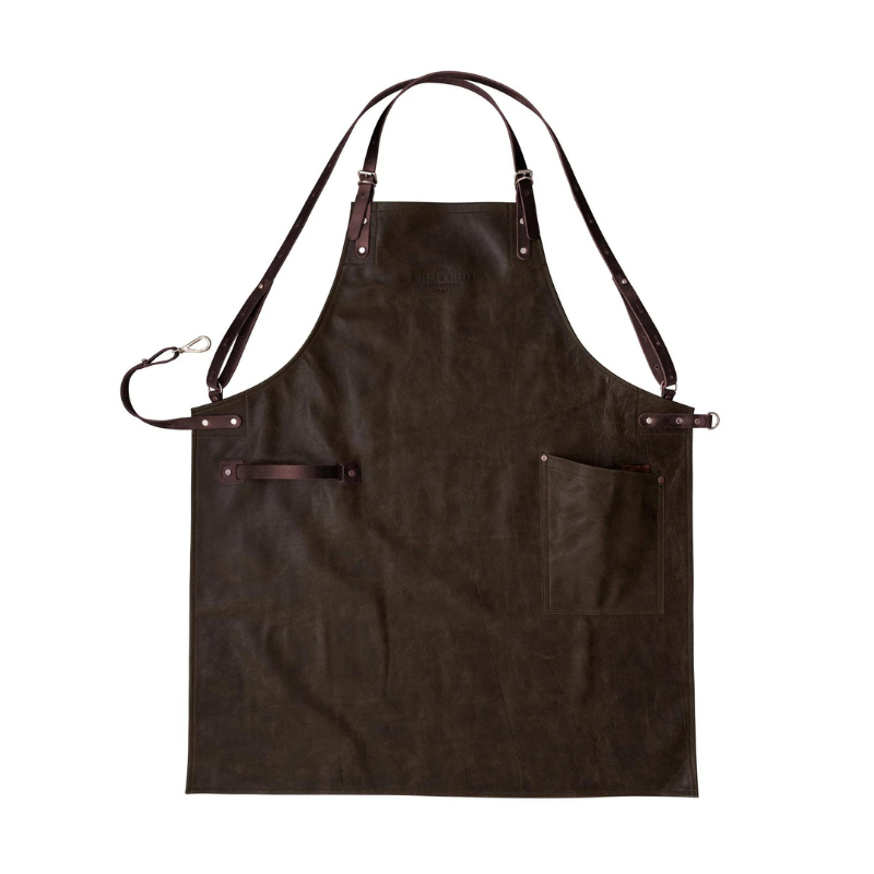 Cross-Back and Towel Loop Chocolate Handcrafted Leather Apron