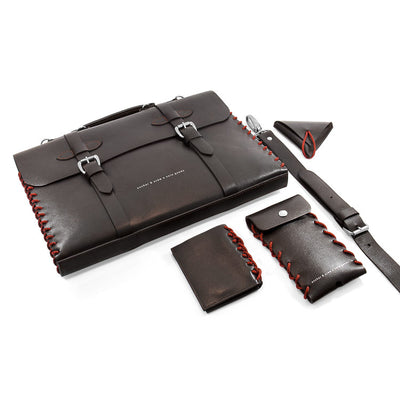 Deep Brown Felrigg Leather and Rope Wallet Adeum