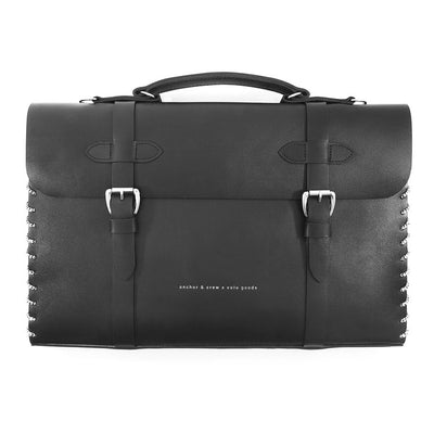 Large Graphite Black Rufford Leather and Rope Briefcase Adeum