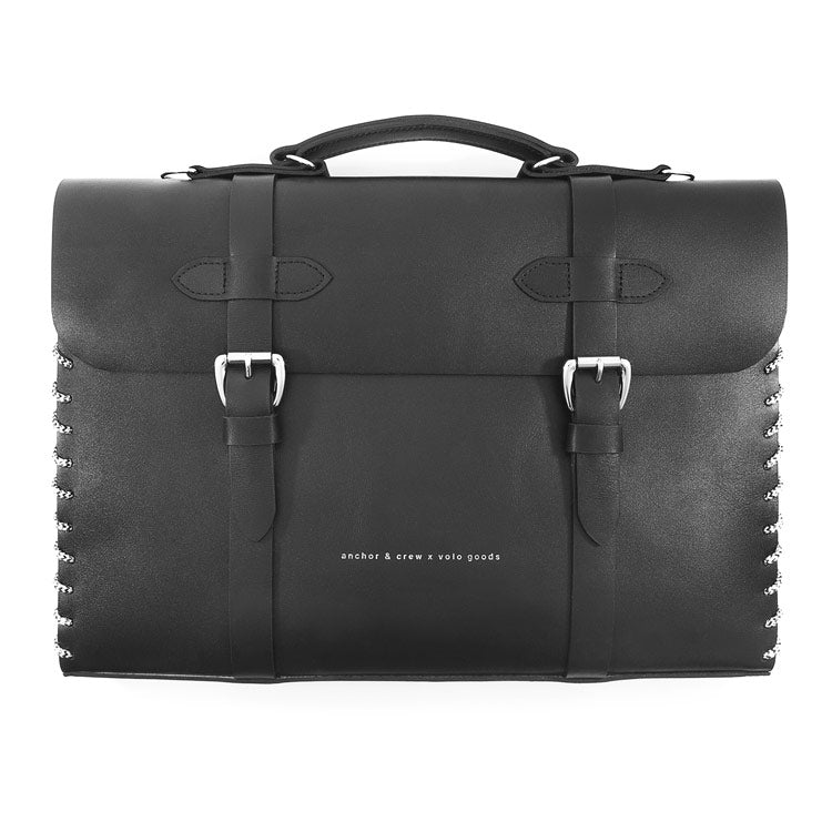 Small Graphite Black Rufford Leather and Rope Briefcase Adeum