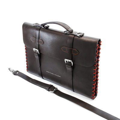 Large Deep Brown Rufford Leather and Rope Briefcase Adeum