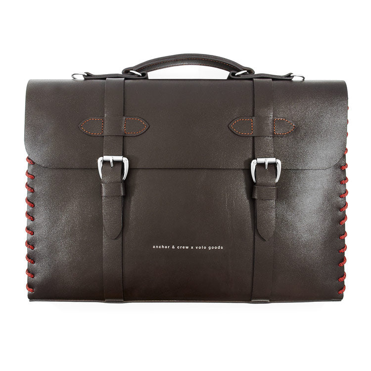 Small Deep Brown Rufford Leather and Rope Briefcase Adeum