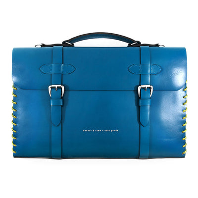 Large Traffic Blue Rufford Leather and Rope Briefcase Adeum