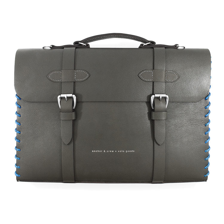 Small Falcon Grey Rufford Leather and Rope Briefcase Adeum