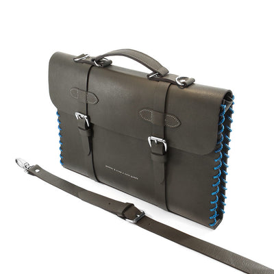 Small Falcon Grey Rufford Leather and Rope Briefcase Adeum