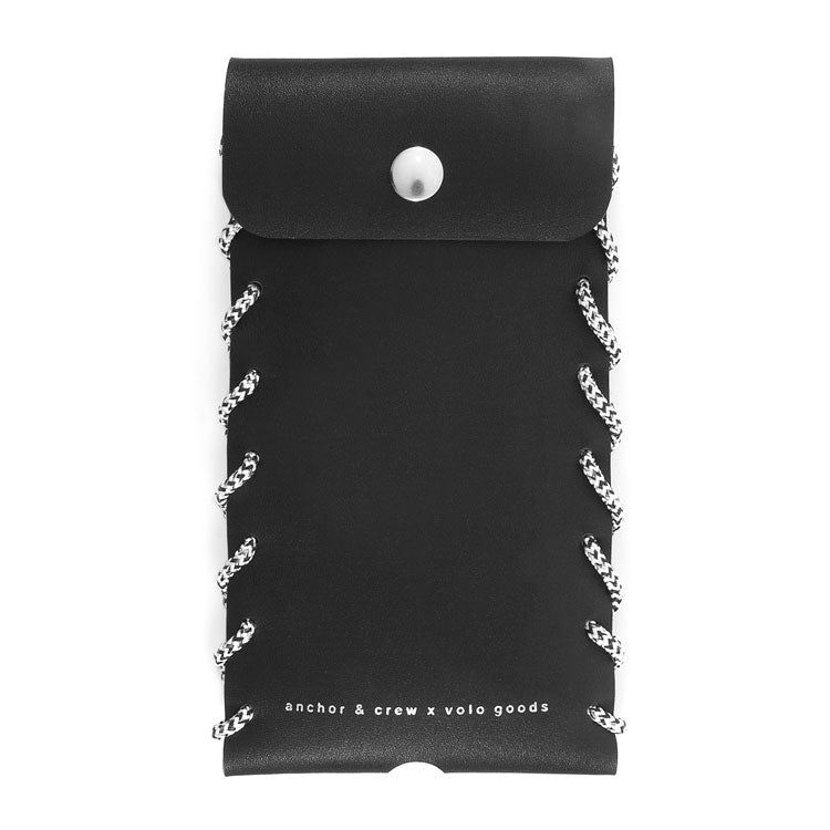 Large Graphite Black Standen Leather and Rope Phone Case Adeum