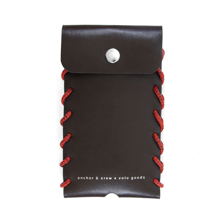 Small Deep Brown Standen Leather and Rope Phone Case Adeum