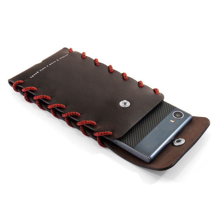 Small Deep Brown Standen Leather and Rope Phone Case Adeum