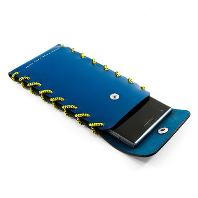 Large Traffic Blue Standen Leather and Rope Phone Case Adeum