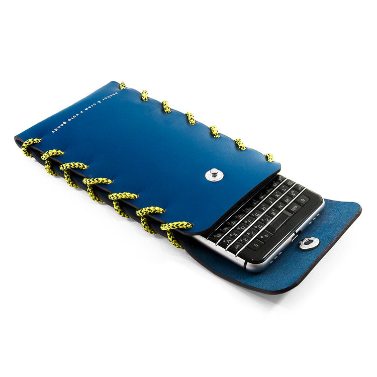 Small Traffic Blue Standen Leather and Rope Phone Case Adeum