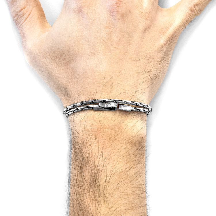 Mizzen Double Sail Silver Chain Bracelet Adeum