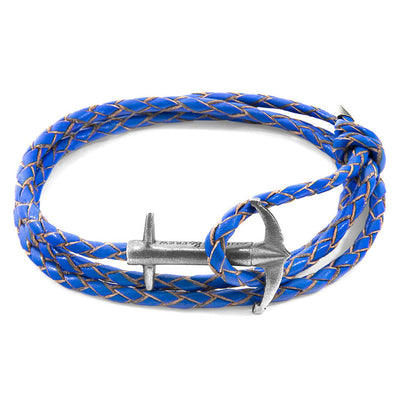 Admiral Anchor Silver and Braided Leather Bracelet Adeum