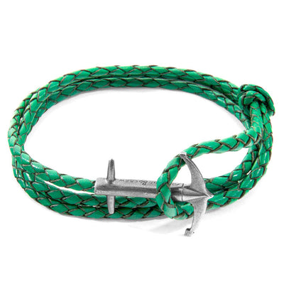 Admiral Anchor Silver and Braided Leather Bracelet Adeum