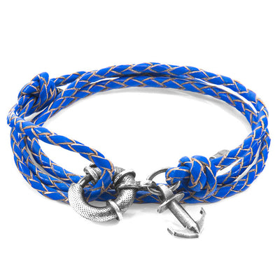 Clyde Anchor Silver and Braided Leather Bracelet Adeum