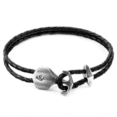 Delta Anchor Silver and Braided Leather Bracelet Adeum