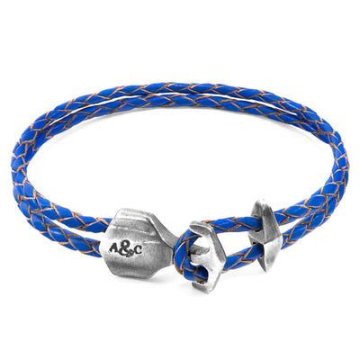 Delta Anchor Silver and Braided Leather Bracelet Adeum