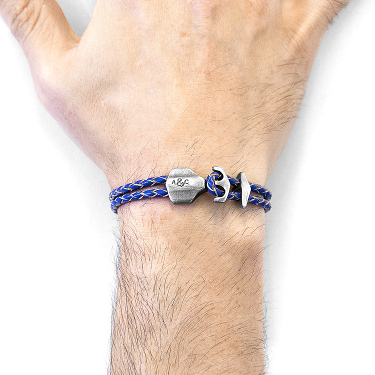 Delta Anchor Silver and Braided Leather Bracelet Adeum