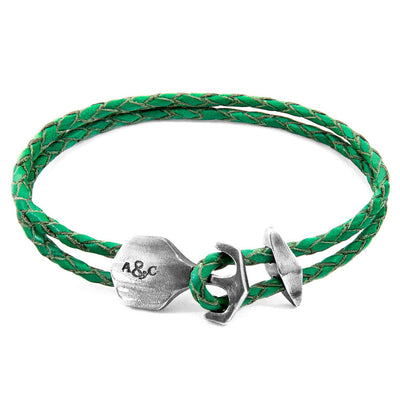 Delta Anchor Silver and Braided Leather Bracelet Adeum