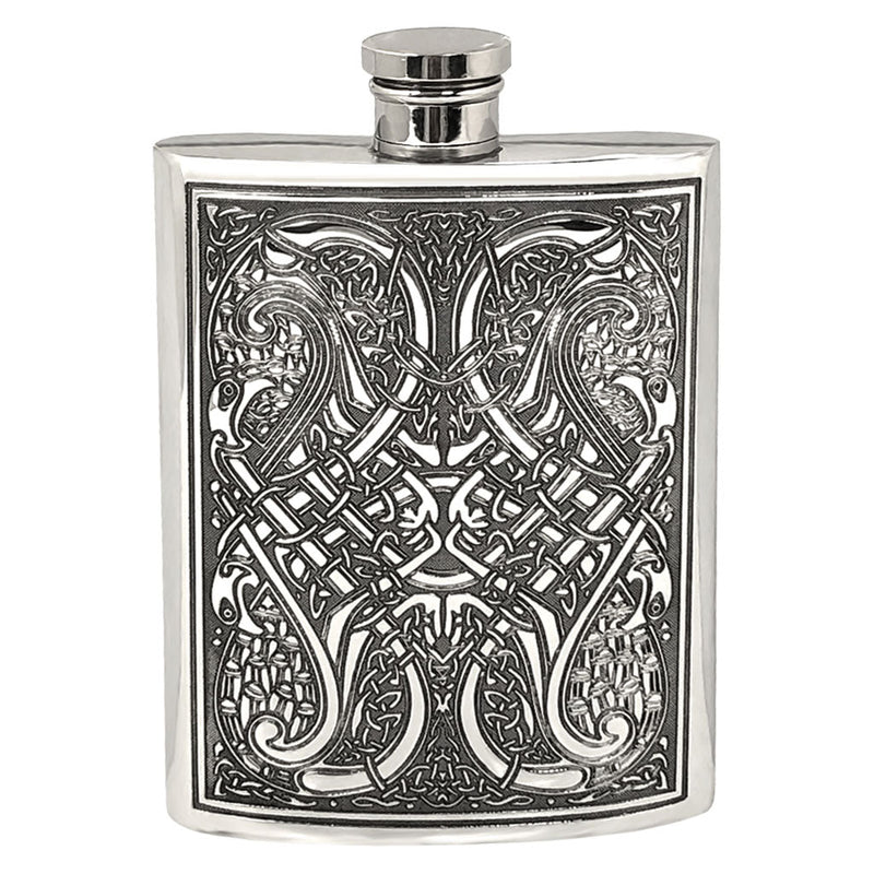 6OZ Pewter Hip Flask with Celtic Knot Design Adeum