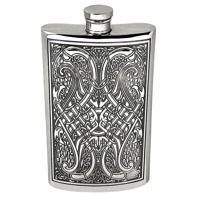 8OZ Pewter Hip Flask with Celtic Knot Design Adeum