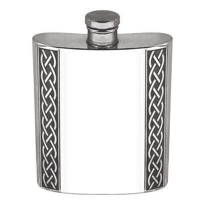 6OZ Pewter Hip Flask with Embossed Celtic Design Adeum