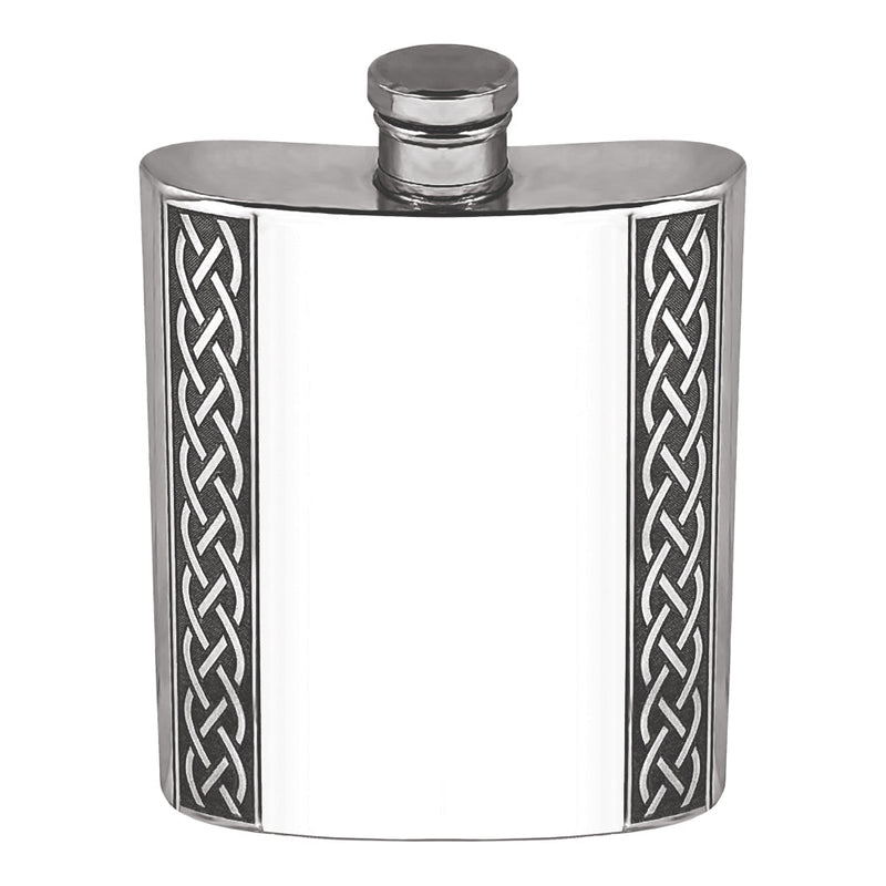 6OZ Pewter Hip Flask with Embossed Celtic Design Adeum