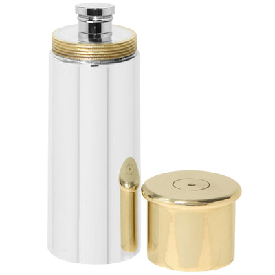 6OZ Pewter Shotgun Cartridge Hip Flask with Brass Lid Adeum