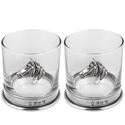 11OZ Horse Head Pewter Whiskey Glass Tumbler Set of 2 Adeum