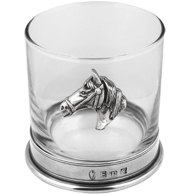 11OZ Horse Head Pewter Whiskey Glass Tumbler Set of 2 Adeum