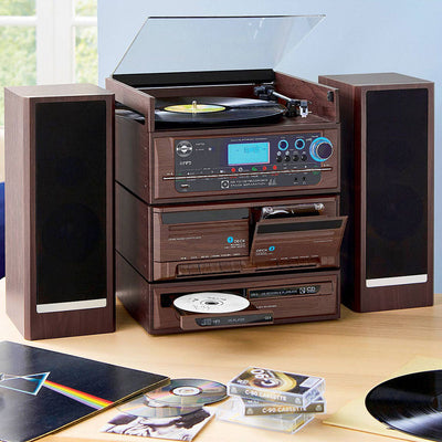 Capitol 6-in-1 Music Centre with CD, Vinyl, Cassette, USB, AUX and MP3 Adeum