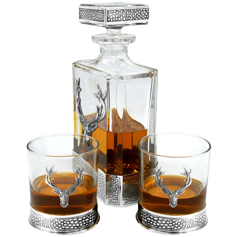 650ml Regal Stag Rectangular Pewter Decanter Adeum