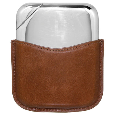 Novus Pewter Hip Flask with Leather Pouch Adeum