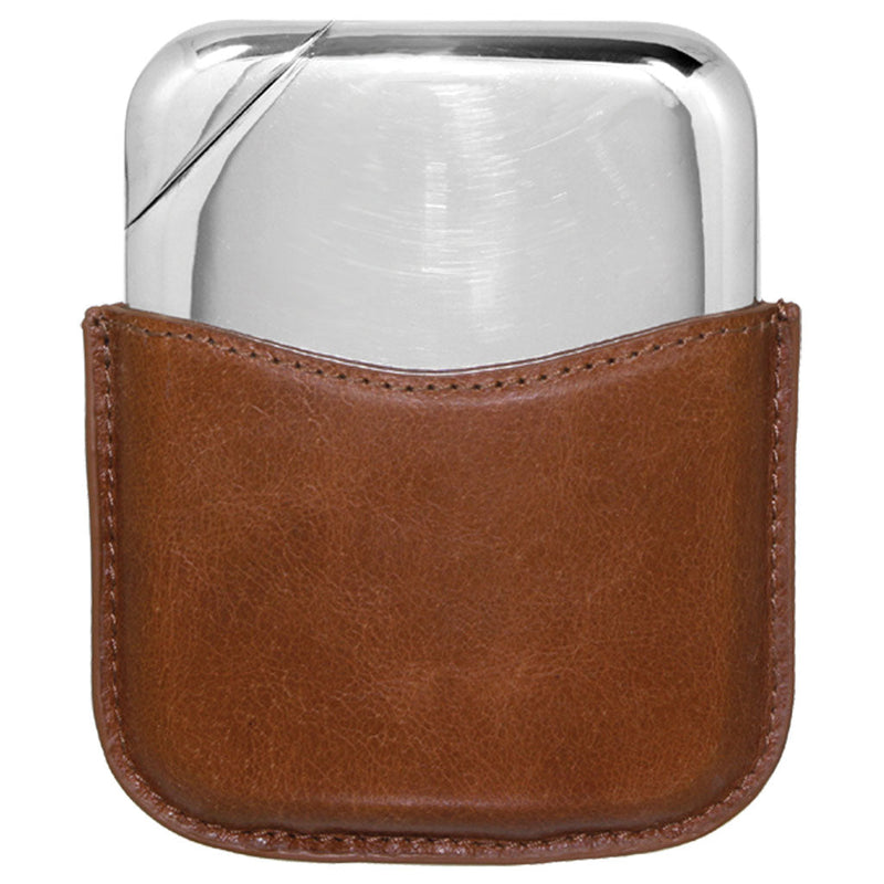 Novus Pewter Hip Flask with Leather Pouch Adeum